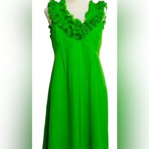Lily Pulitzer Womens Dress Green Ruffled Bodice+Neck Size 6 (Machine Wash!)